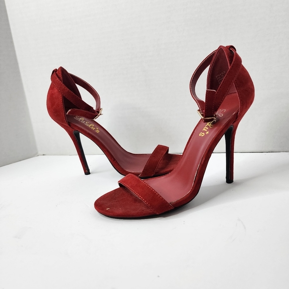 Lulus Elsi Red Single Strap Heels Women's Size 7.5 - Picture 8 of 9